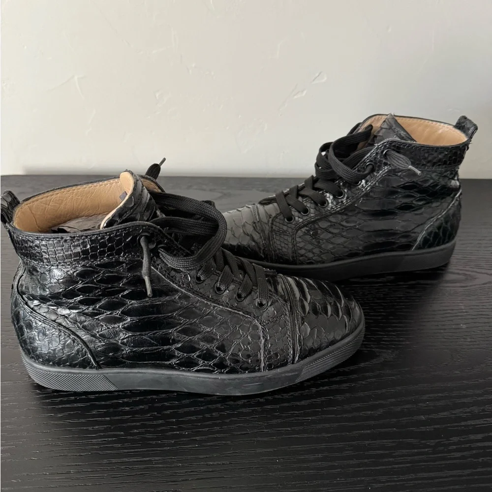 Christian Louboutin Black Python High-Top Sneakers - Picture 2 of 6